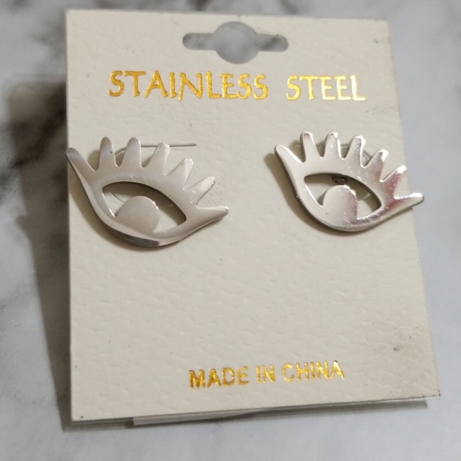 Silver Evil Eye Eyelash Earrings 25$
